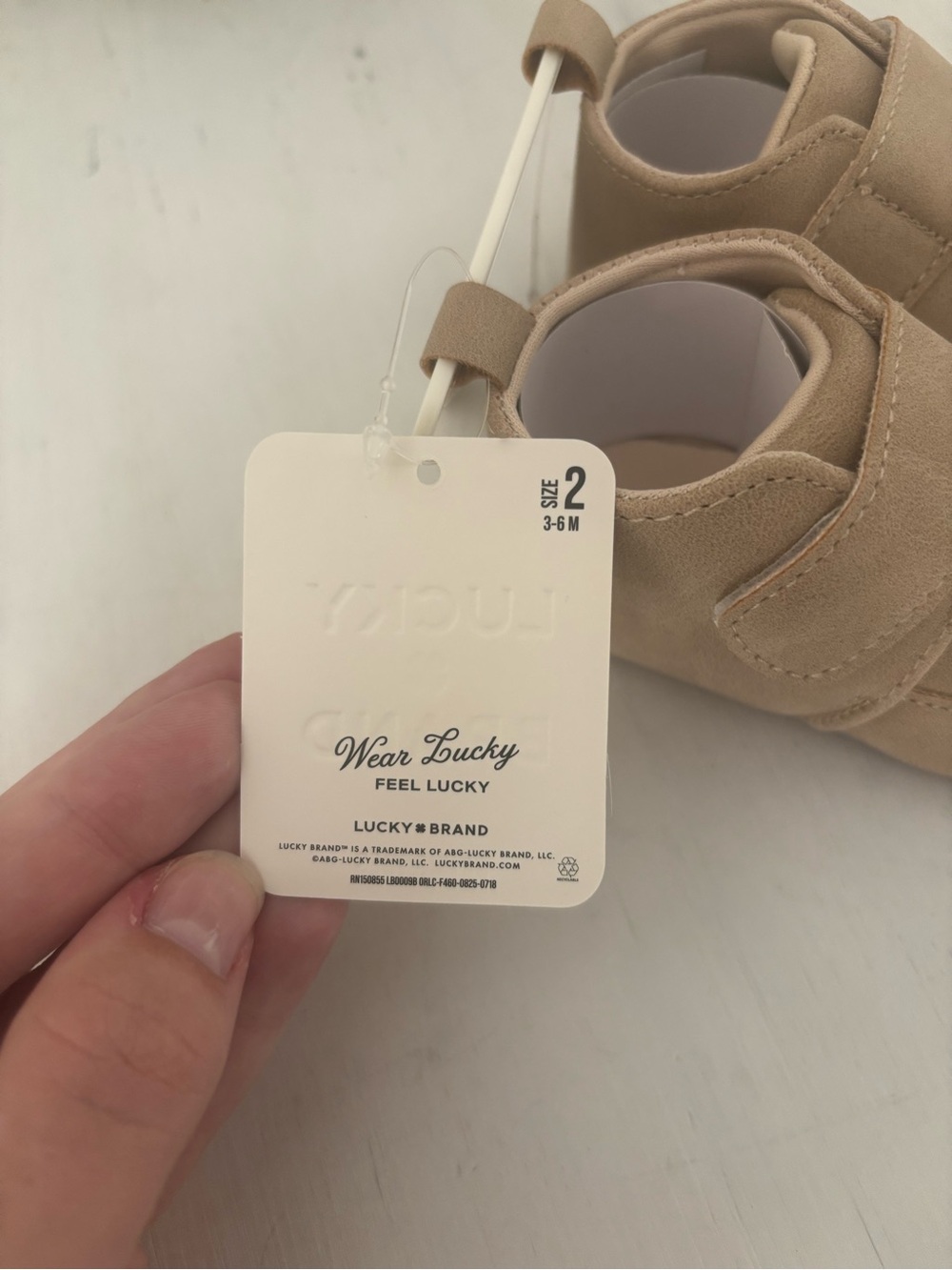 Lucky Brand Beige/Tan Baby Walker Shoes with Velcro Straps - Picture 5 of 5